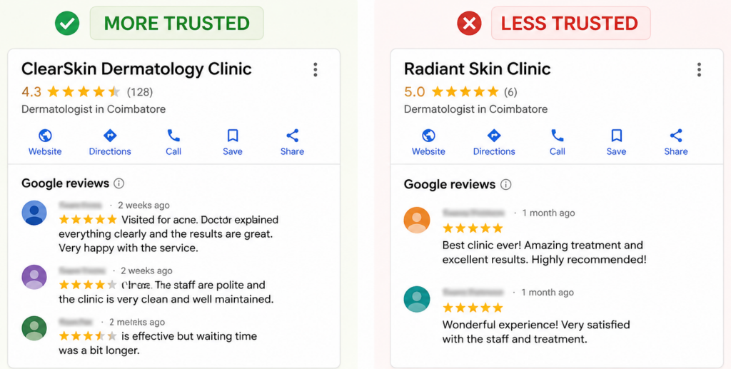 Google reviews for skin clinics